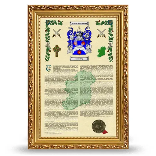 Glaspey Armorial History Framed - Gold
