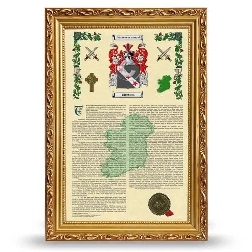 Gleesom Armorial History Framed - Gold