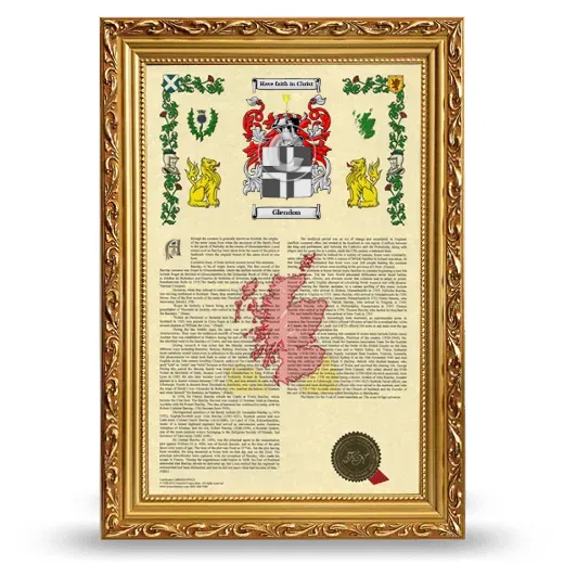 Glendon Armorial History Framed - Gold
