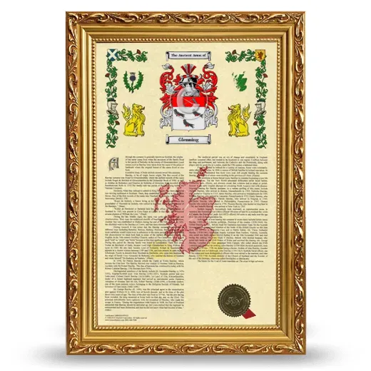 Glenning Armorial History Framed - Gold