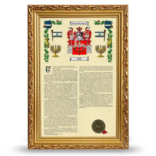 Glick Armorial History Framed - Gold