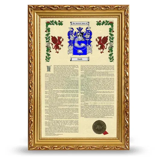 Goch Armorial History Framed - Gold
