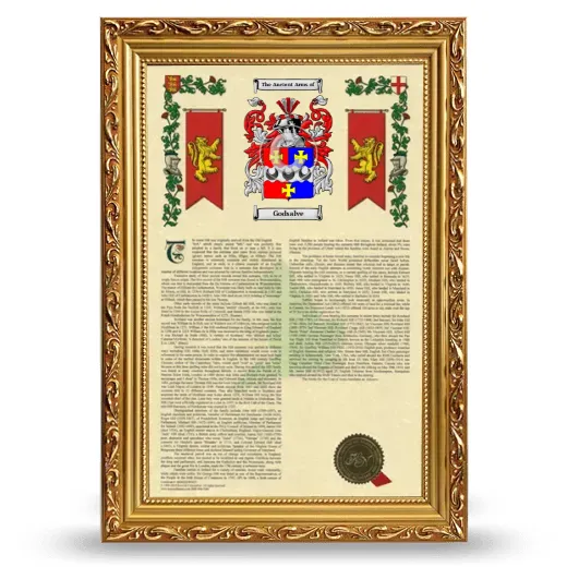 Godsalve Armorial History Framed - Gold