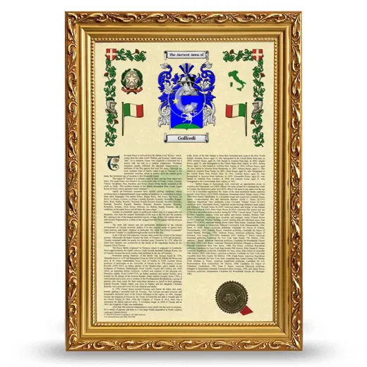 Goffredi Armorial History Framed - Gold