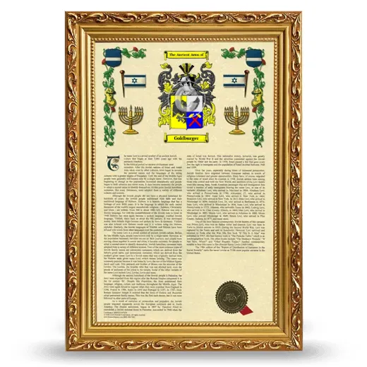 Goldburger Armorial History Framed - Gold