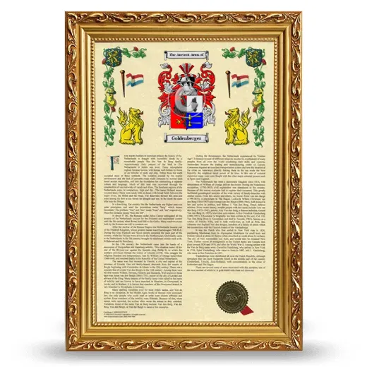 Goldenberger Armorial History Framed - Gold