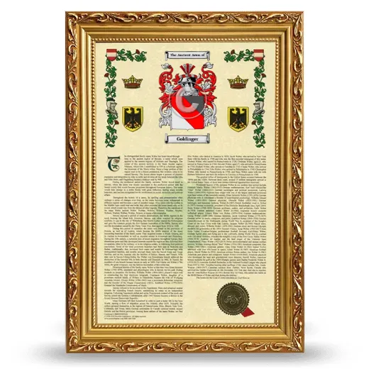 Goldinger Armorial History Framed - Gold