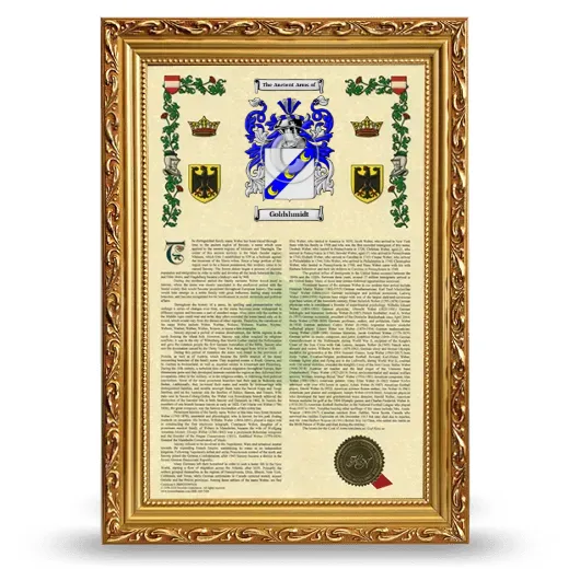 Goldshmidt Armorial History Framed - Gold