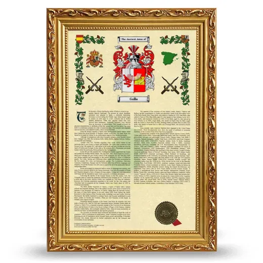 Golla Armorial History Framed - Gold