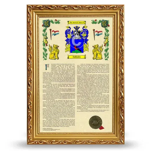 Gollmitz Armorial History Framed - Gold