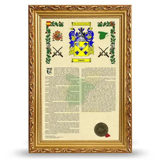 Goméz Armorial History Framed - Gold