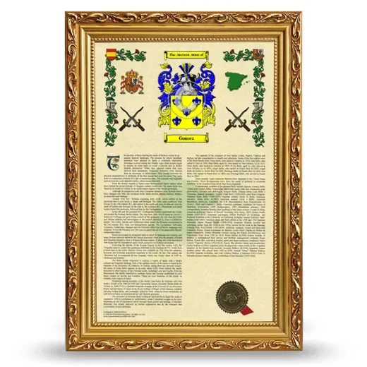 Gomez Armorial History Framed - Gold
