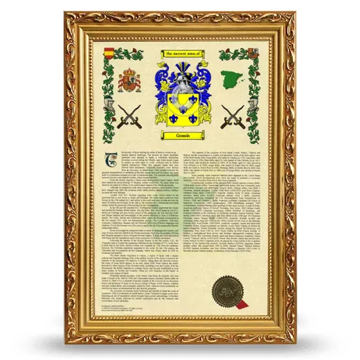 Gomis Armorial History Framed - Gold