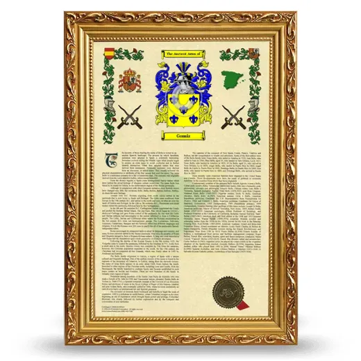 Gomiz Armorial History Framed - Gold