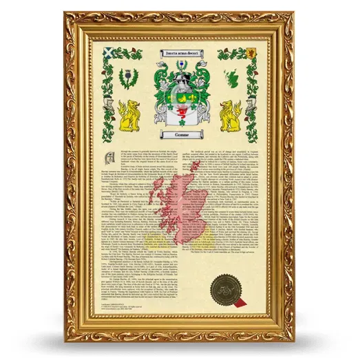 Gonne Armorial History Framed - Gold