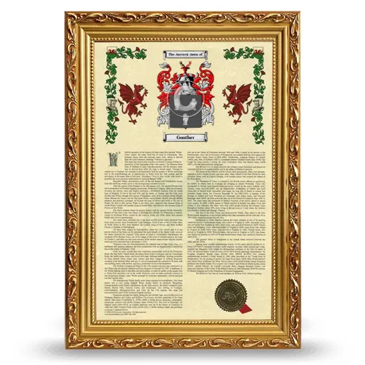Gonther Armorial History Framed - Gold