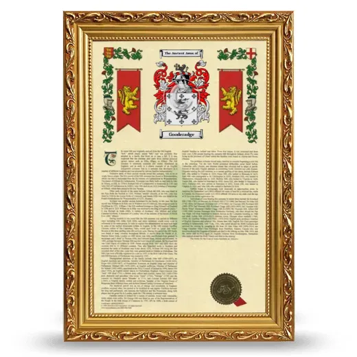 Gooderadge Armorial History Framed - Gold