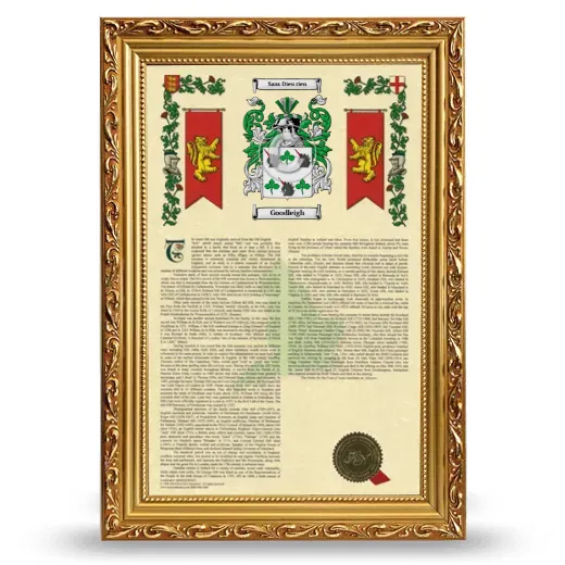 Goodleigh Armorial History Framed - Gold