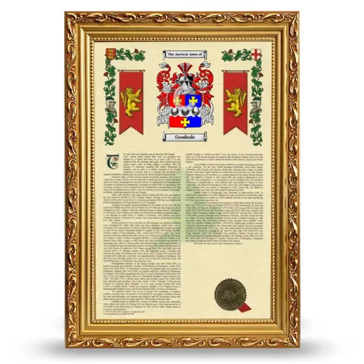 Goodsole Armorial History Framed - Gold