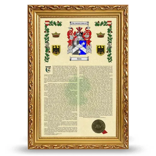 Goss Armorial History Framed - Gold