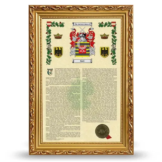 Gott Armorial History Framed - Gold