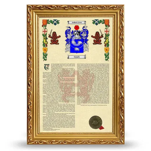 Gouch Armorial History Framed - Gold