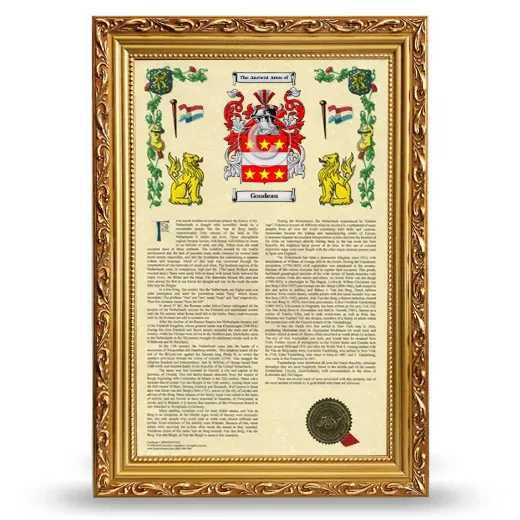Goudeau Armorial History Framed - Gold