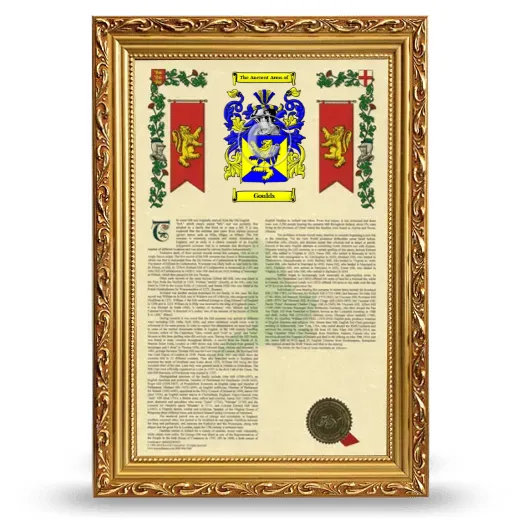Goulds Armorial History Framed - Gold