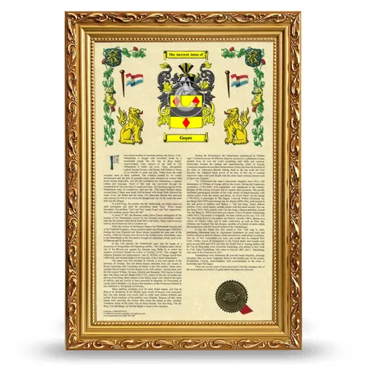Goyer Armorial History Framed - Gold