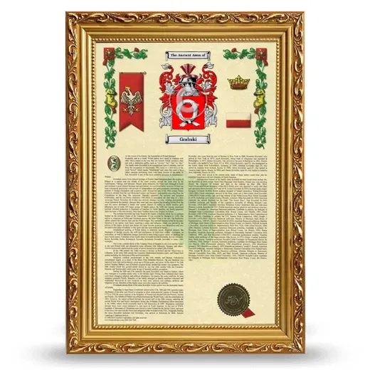 Grabski Armorial History Framed - Gold