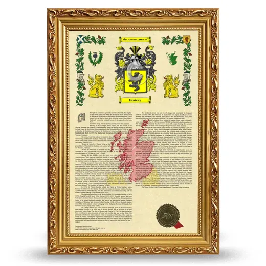 Graicey Armorial History Framed - Gold