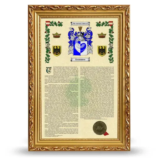 Grammere Armorial History Framed - Gold