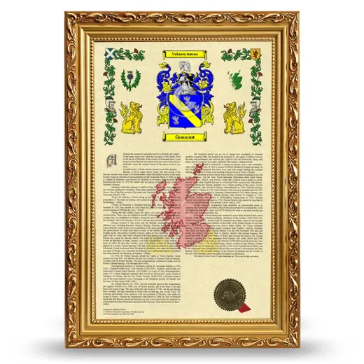 Gramont Armorial History Framed - Gold