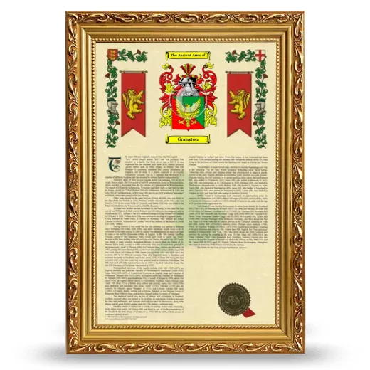 Granston Armorial History Framed - Gold