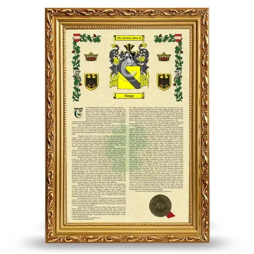 Grapp Armorial History Framed - Gold