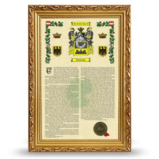 Grassman Armorial History Framed - Gold