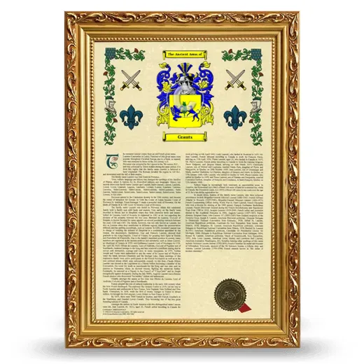 Grauts Armorial History Framed - Gold