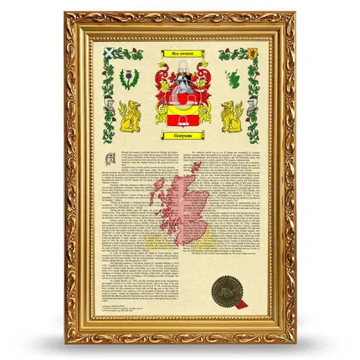 Grayson Armorial History Framed - Gold