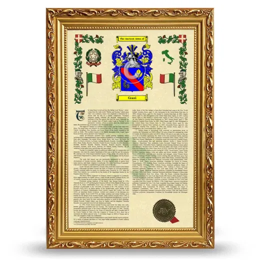 Grazi Armorial History Framed - Gold