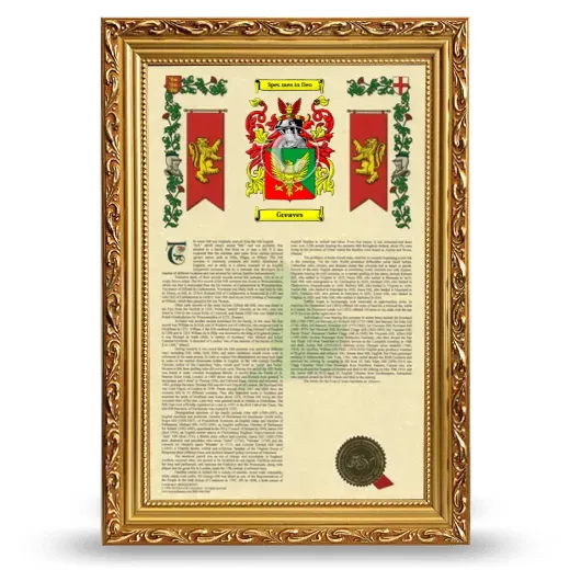 Greaves Armorial History Framed - Gold