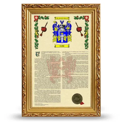 Greble Armorial History Framed - Gold