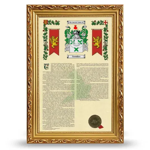 Greenlan Armorial History Framed - Gold
