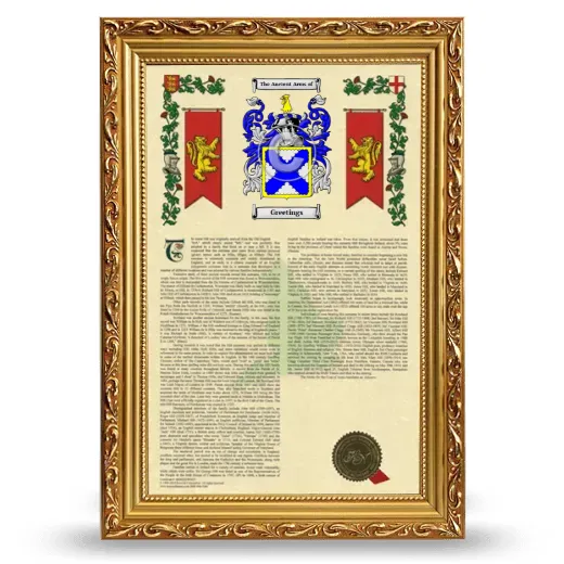 Greetings Armorial History Framed - Gold