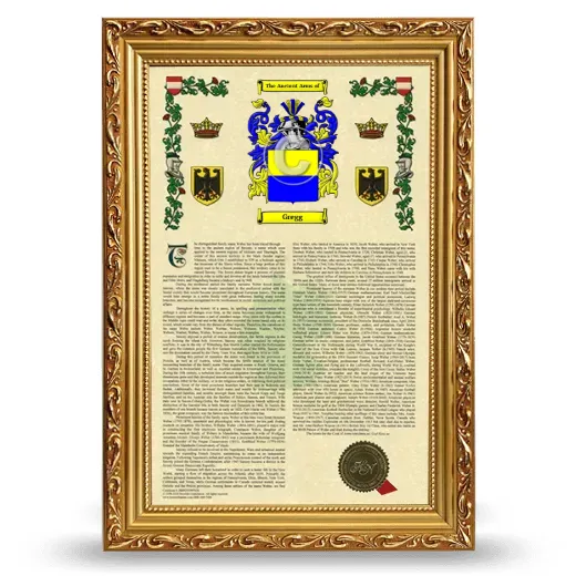 Gregg Armorial History Framed - Gold