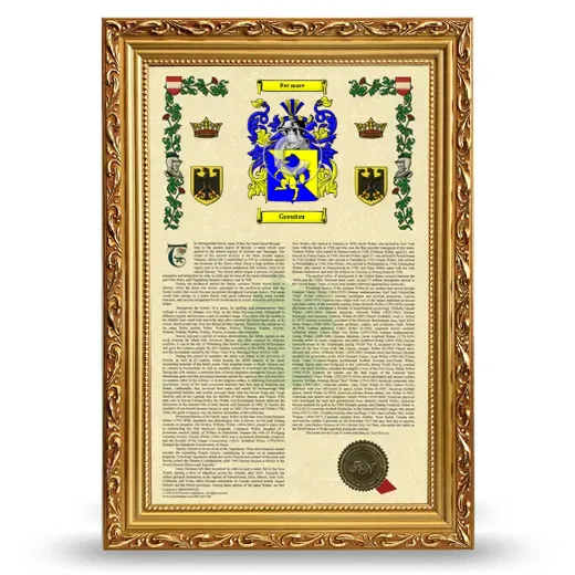 Greuter Armorial History Framed - Gold