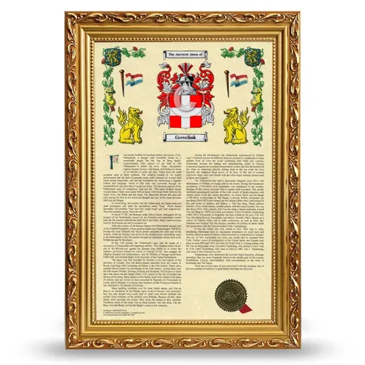 Grevelink Armorial History Framed - Gold