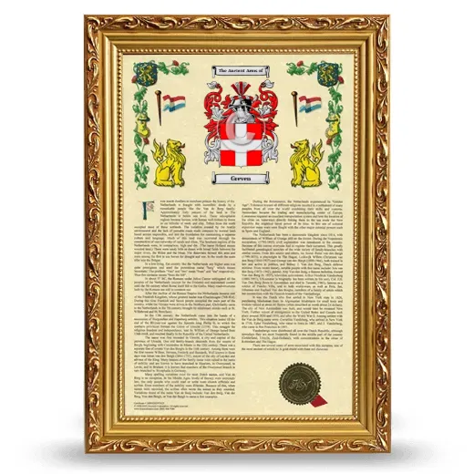 Greven Armorial History Framed - Gold