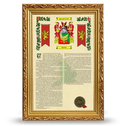 Greves Armorial History Framed - Gold