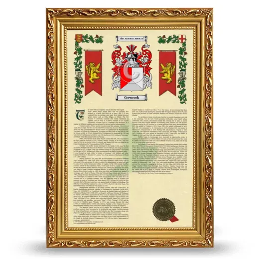 Grewcock Armorial History Framed - Gold