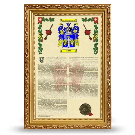 Gribble Armorial History Framed - Gold
